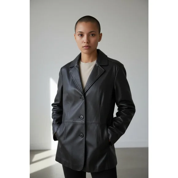 Worthington Black Genuine Lambskin Leather Jacket Plus XL - Picture 6 of 12